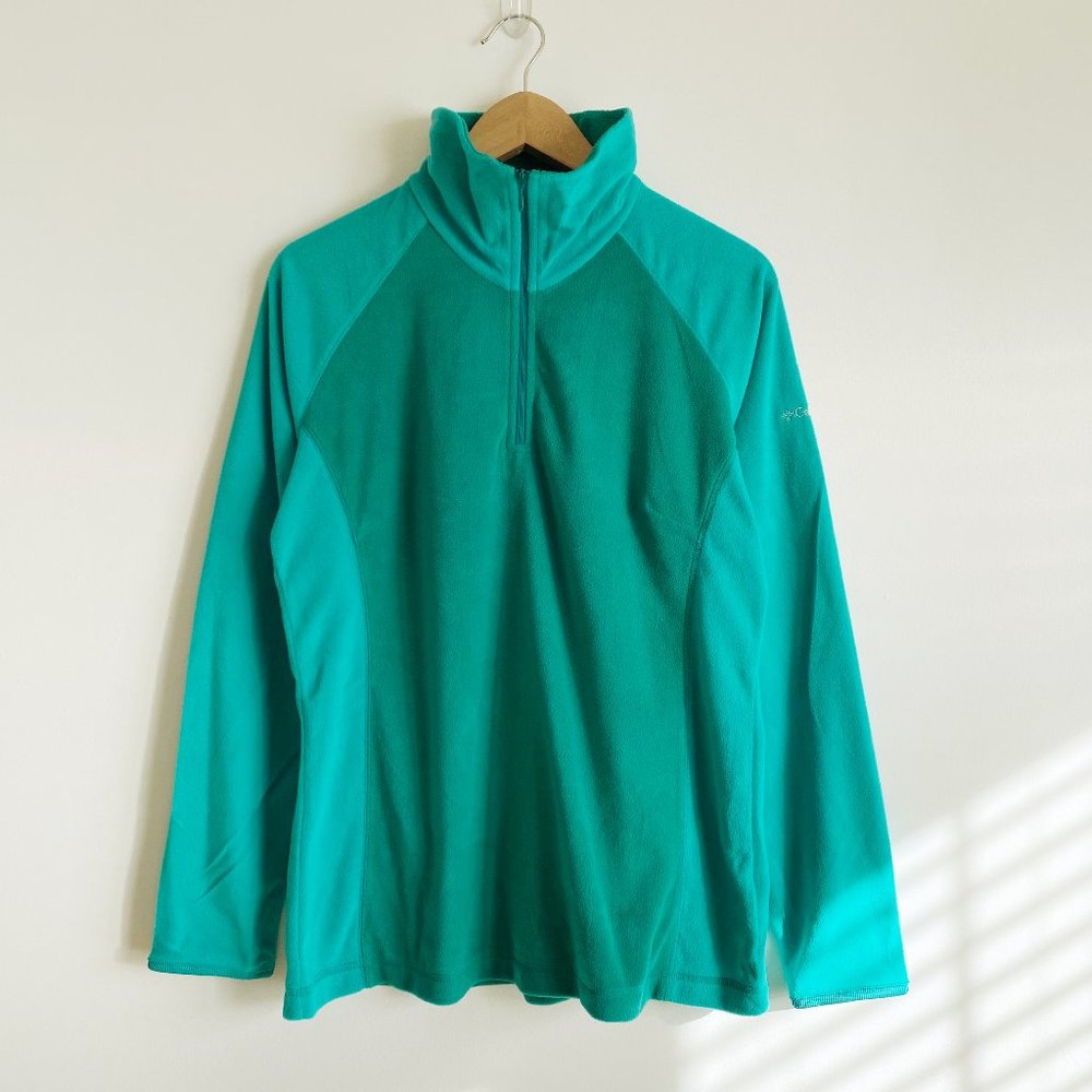 Columbia NWOT Women's Light Weight Fleece, Half Zip Pull Over, Green, Size Large